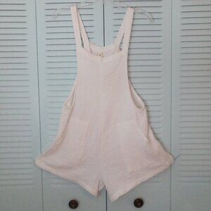 BILLA BONG M 100% COTTON GAUZE BEACH CRUSH SHORTALLS  ADJUSTABLE STRAPS POCKETS